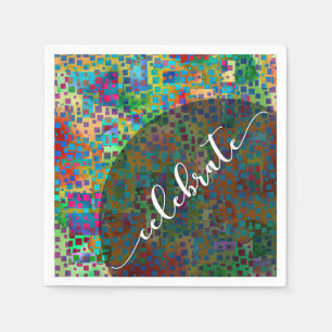 Celebrate: Abstract Colourful Confetti Graduation Napkin