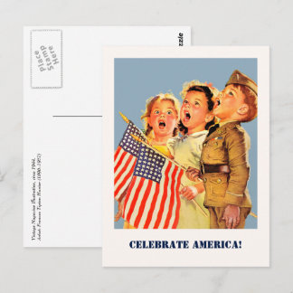 Celebrate America, 4th of July  Vintage Art Postcard