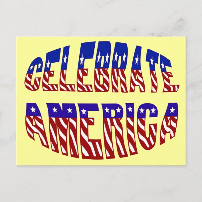 Celebrate America Flag Font #1 Postcard (Front)