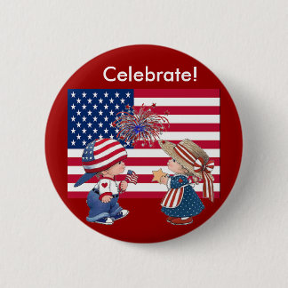 Celebrate American Flag 6 Cm Round Badge