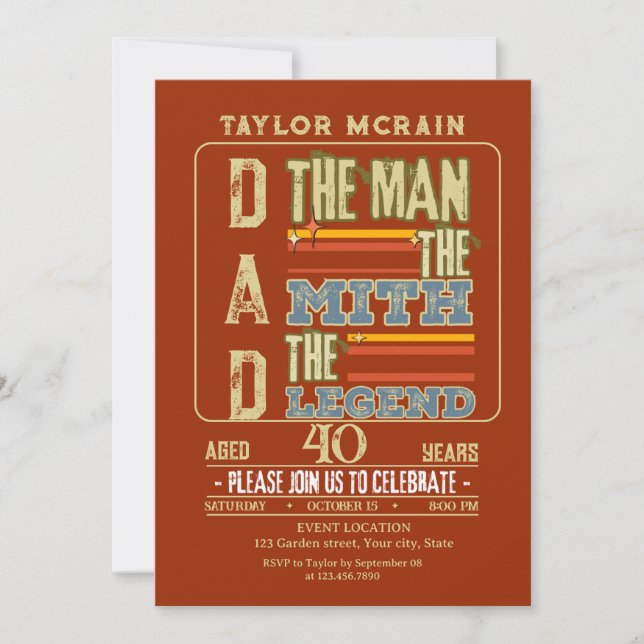 Celebrate Any Age: The Man, The Myth, The Legend  Invitation (Front)
