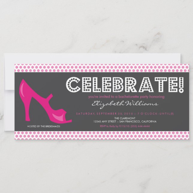 CELEBRATE! Billboard Bachelorette Invite (pink) (Front)