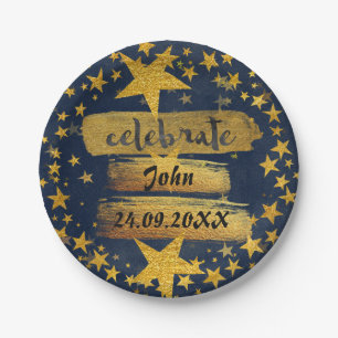 Celebrate Birthday Bachelor Party Shower Grungy Paper Plate