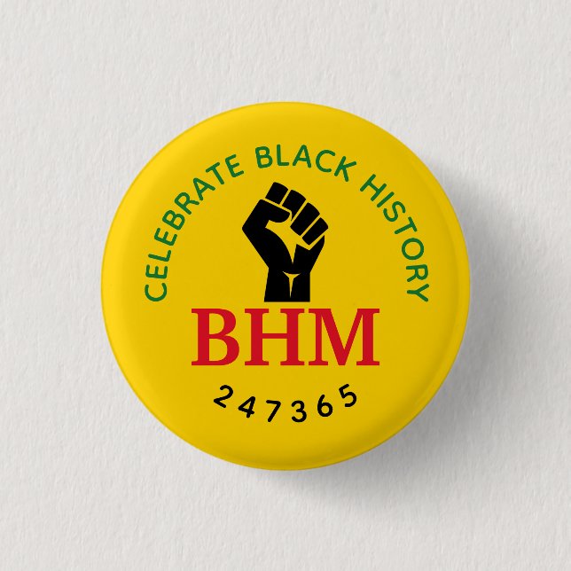 Celebrate Black History 247365 MONOGRAM Yellow 3 Cm Round Badge (Front)