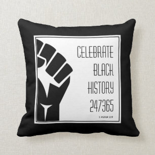 CELEBRATE BLACK HISTORY 247365 Power Fist Custom Cushion