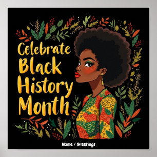 Celebrate Black History Month Honour Afro American Poster
