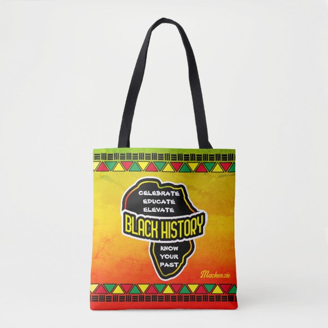 Celebrate Black History with Africa Map on Grunge Tote Bag (Front)
