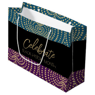 Celebrate Blackness Cyan Gold Black History Month Large Gift Bag