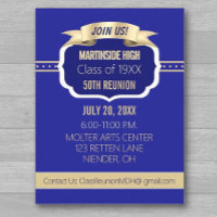Celebrate! Blue 50th Class Reunion Invite