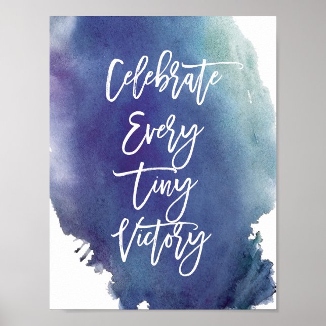 "Celebrate" Blue Watercolor Poster (Front)