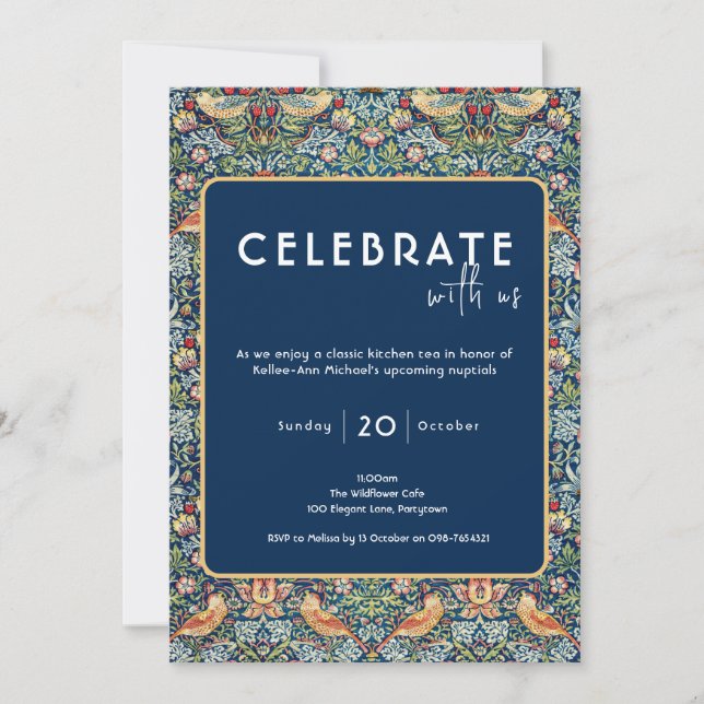 Celebrate Bridal Kitchen Tea William Morris Invitation (Front)