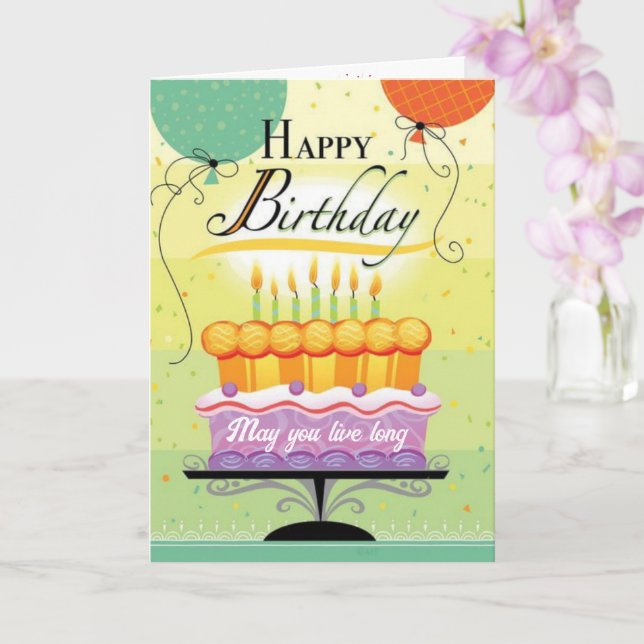 Celebrate Cake Candles and Balloons Birthday card (Orchid)