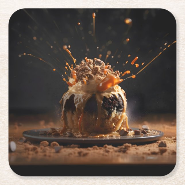 Celebrate Chocolate Square Paper Coaster (Front)