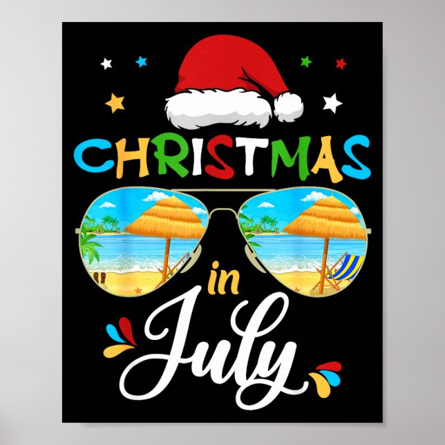 Celebrate Christmas In July Funny Beach Summer Chr Poster (Front)