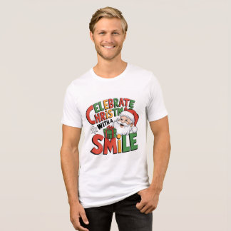 Celebrate Christmas with Santa's smile Tri-Blend Shirt