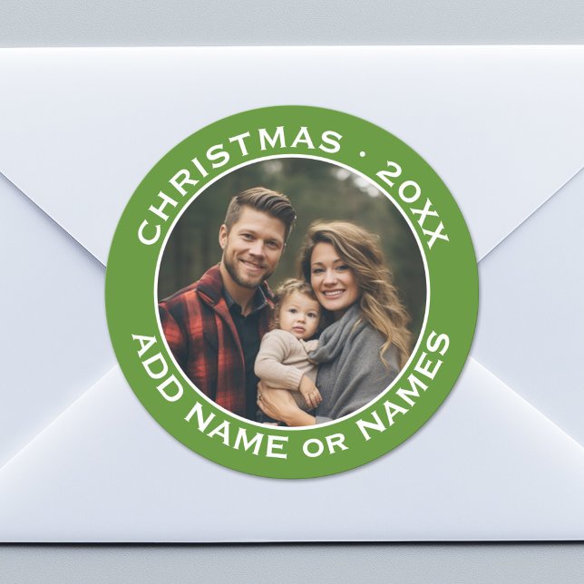Celebrate Christmas with Your Favourite Photo Classic Round Sticker (Custom Sticker for Party Favors or Envelopes)