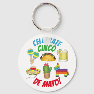 Celebrate Cinco de Mayo Fiesta Taco Piñata Cactus Key Ring