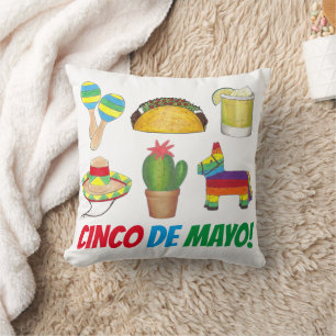 Celebrate Cinco de Mayo Mexico Fiesta Party Print Cushion