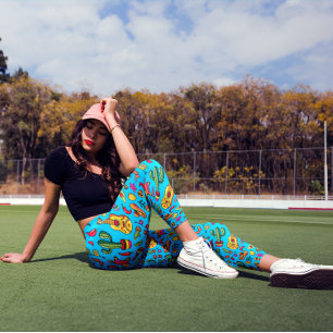 Celebrate Cinco de Mayo Vibrant Blue Leggings