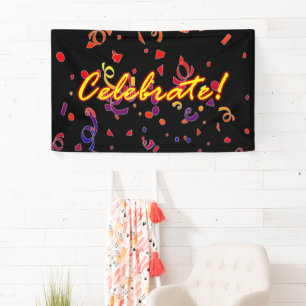 Celebrate Confetti Black Banner