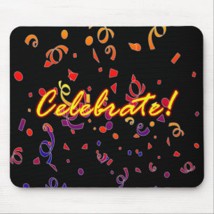 Celebrate Confetti Black Mouse Pad