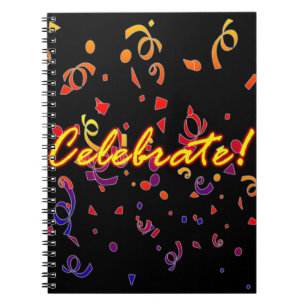 Celebrate Confetti Black Notebook