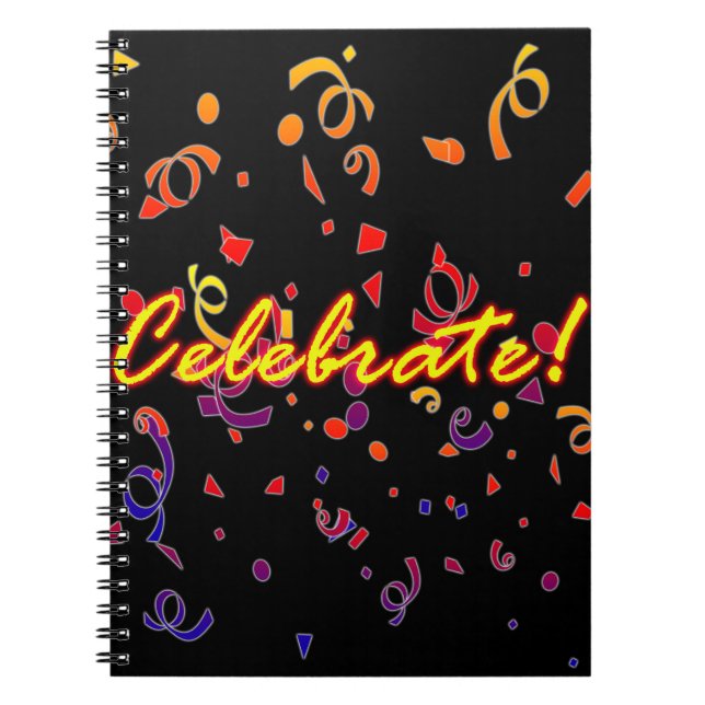 Celebrate Confetti Black Notebook (Front)