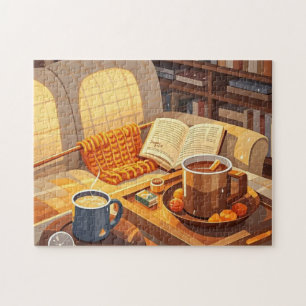 Celebrate cosy nights knitted blanket and warm  jigsaw puzzle