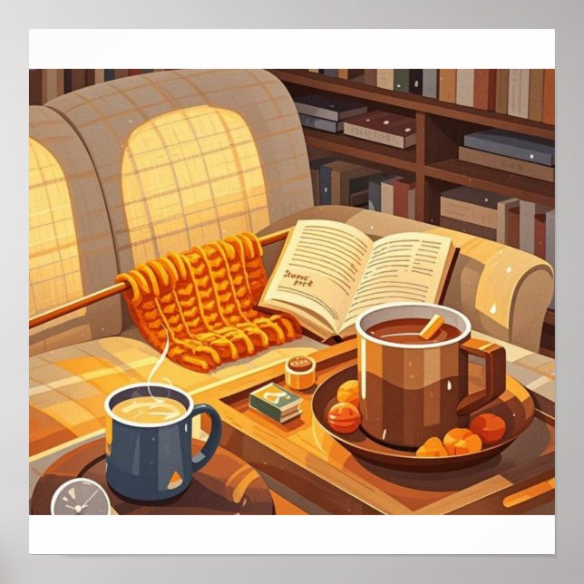 Celebrate cosy nights knitted blanket and warm  poster (Front)