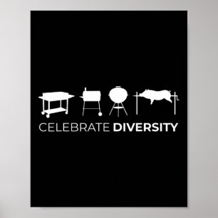 Celebrate Diversity Bbq Grill Poster