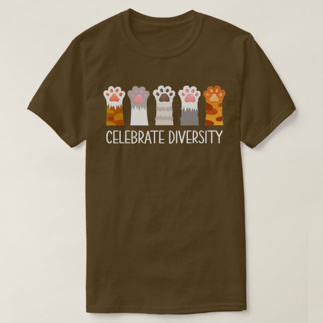Celebrate Diversity Cat Paw  T-Shirt (Design Front)