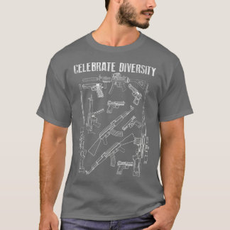 Celebrate Diversity  Cute Black Firearm Owners T-Shirt
