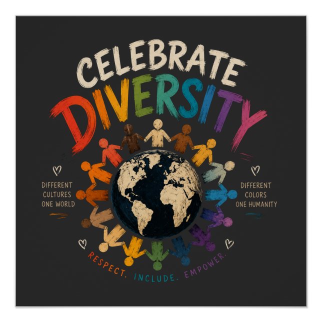 Celebrate Diversity | Different Cultures One World Poster (Front)