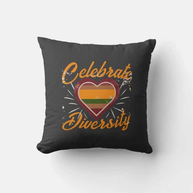 Celebrate Diversity Heart Gradient  Cushion (Front)