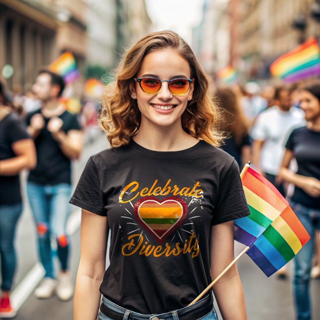 Celebrate Diversity Heart Gradient  T-Shirt (Creator Uploaded)