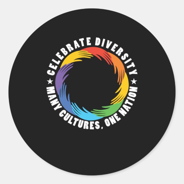 Celebrate Diversity Many Cultures Nation Anti Raci Classic Round Sticker (Front)