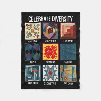 Celebrate diversity quilting craft patchwork fleece blanket