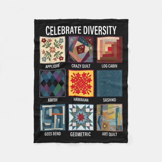 Celebrate diversity quilting craft patchwork fleece blanket (Front)