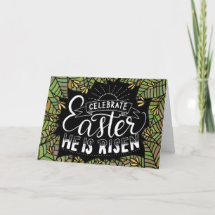 Celebrate Easter He Is Rising Botanical Easter Holiday Card