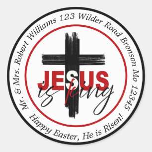 Celebrate Easter with Customisable Jesus is King  Classic Round Sticker