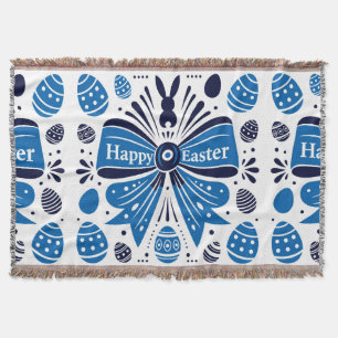 Celebrate Easter with this elegant blue folk art Throw Blanket