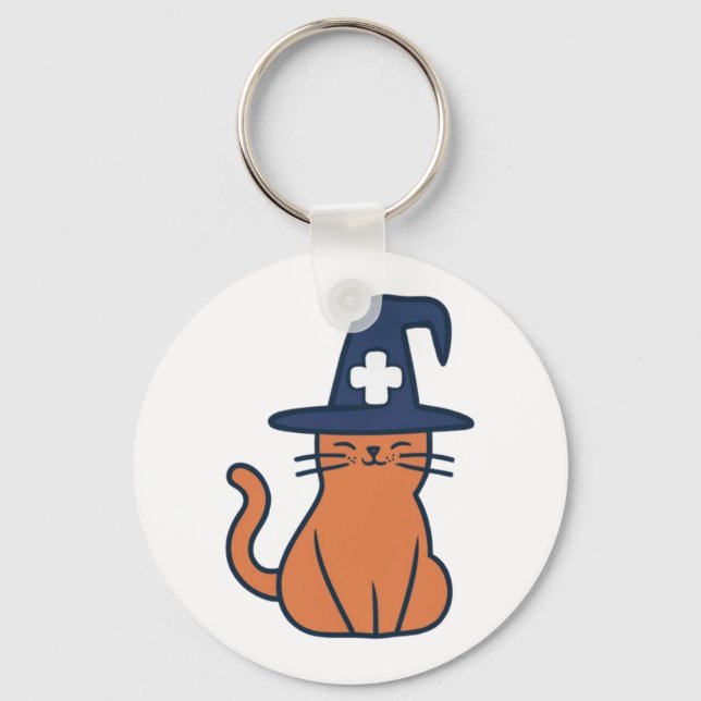 Celebrate Fall with a Feline Twist - One Spooky Nu Key Ring (Front)