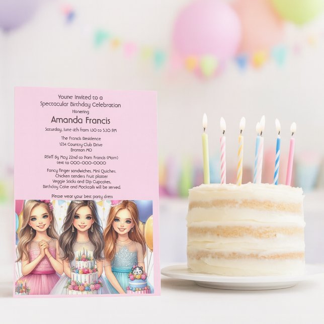 Celebrate Fancy Teen Girl Birthday Party Invitation (Creator Uploaded)