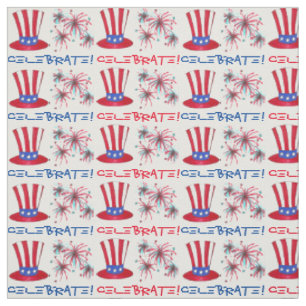 Celebrate Fourth 4th July USA Fireworks Patriotic Fabric