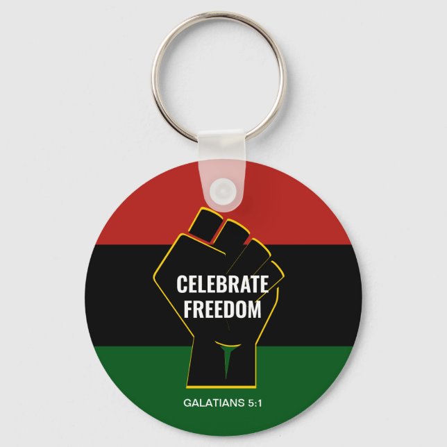 CELEBRATE FREEDOM Christian Juneteenth Key Ring (Front)