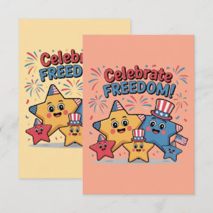 Celebrate Freedom Patriotic Stars Design Thank You Card