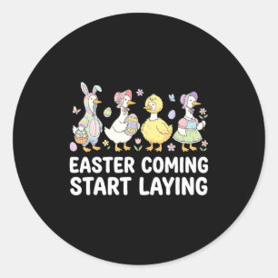Celebrate Girls Easter Geese And Silly Easter Cost Classic Round Sticker