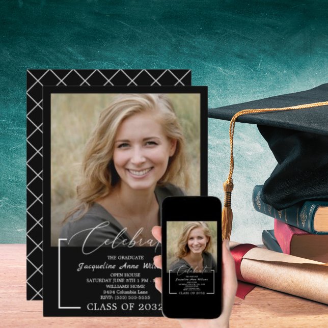 Celebrate Graduating Class of Photo Black White In Invitation (Celebrate Graduating Class of Photo Black White In Invitation)