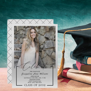 Celebrate Graduating Class of Photo Grey & Black Invitation