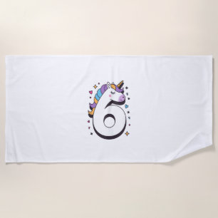 Celebrate Happy 6 Years Old Birthday Party For Gir Beach Towel